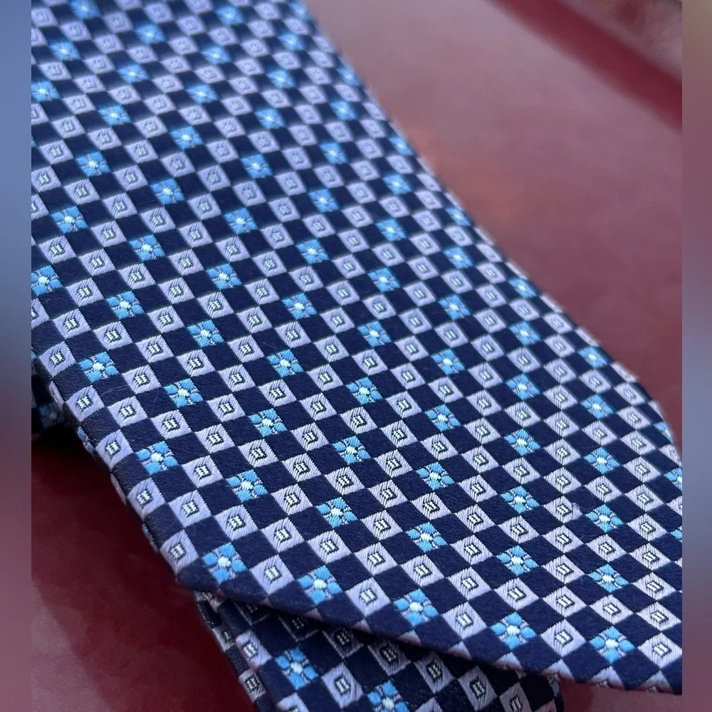 ETON Blue Geometric Silk Tie England